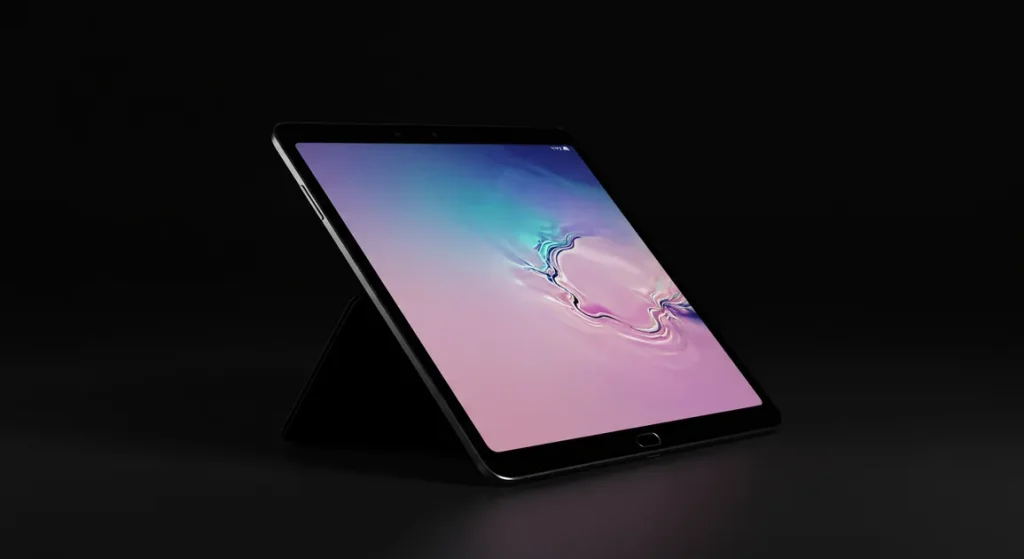 Fx Professional studio photography of Samsung Galaxy Tab S10 FE with dramatic side lighting and shadows 4