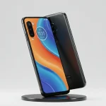 Fx Professional studio shot of Motorola Edge 60 Fusion 5G rotating angle showing both front screen and back design ultra detailed 1