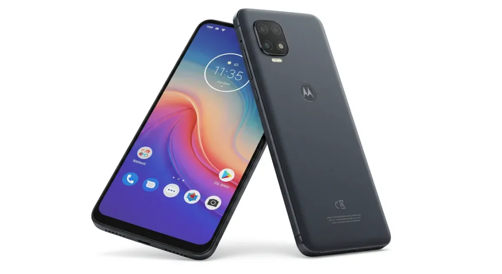 Fx Professional studio shot of Motorola Edge 60 Fusion 5G rotating angle showing both front screen and back design ultra detailed 3