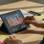 Fx Samsung Galaxy Tab S10 FE with S Pen on modern workspace showing productivity and creativity focus 2