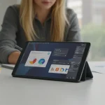 Fx Samsung Galaxy Tab S10 FE with S Pen on modern workspace showing productivity and creativity focus 4