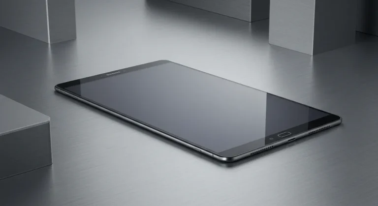 Fx Samsung Galaxy Tab S6 on brushed metal surface with industrial modern aesthetic 2