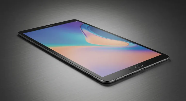 Fx Samsung Galaxy Tab S6 on brushed metal surface with industrial modern aesthetic 3