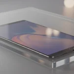 Fx Samsung Galaxy Tab S6 on clean acrylic surface with subtle transparency effects 4
