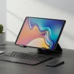 Fx Samsung Galaxy Tab S6 on minimalist desk setup with contemporary design elements 2