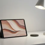 Fx Samsung Galaxy Tab S6 on minimalist desk setup with contemporary design elements 3