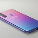 Fx Samsung Galaxy budget model lying flat with its colorful back panel visible 4