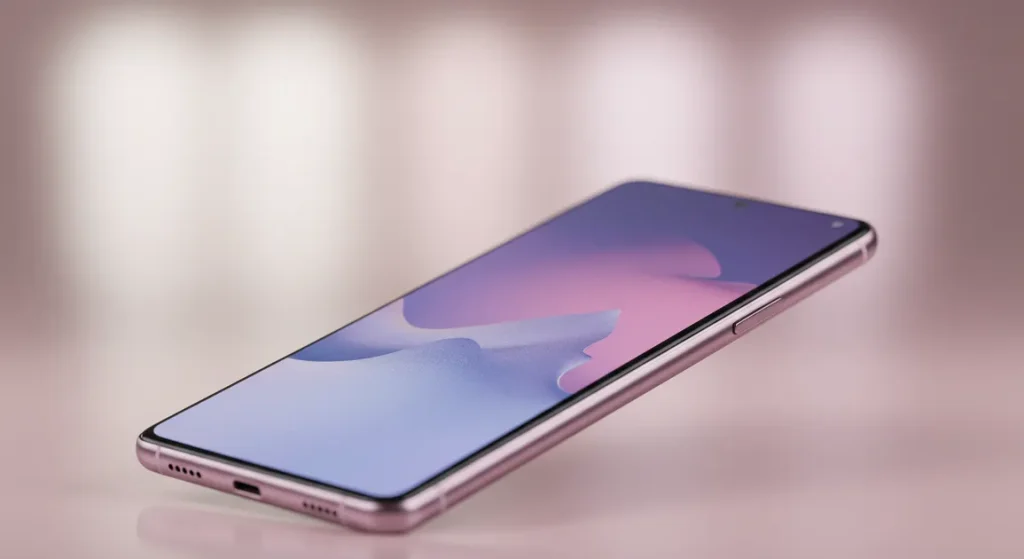 Fx Samsung Galaxy device photographed against a bokeh background with shallow depth of field 3