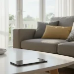 Fx Samsung affordable phone photographed in a modern home setting with natural ambiance 2