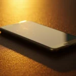 Fx Samsung budget smartphone resting on a leather surface with warm golden hour lighting 1