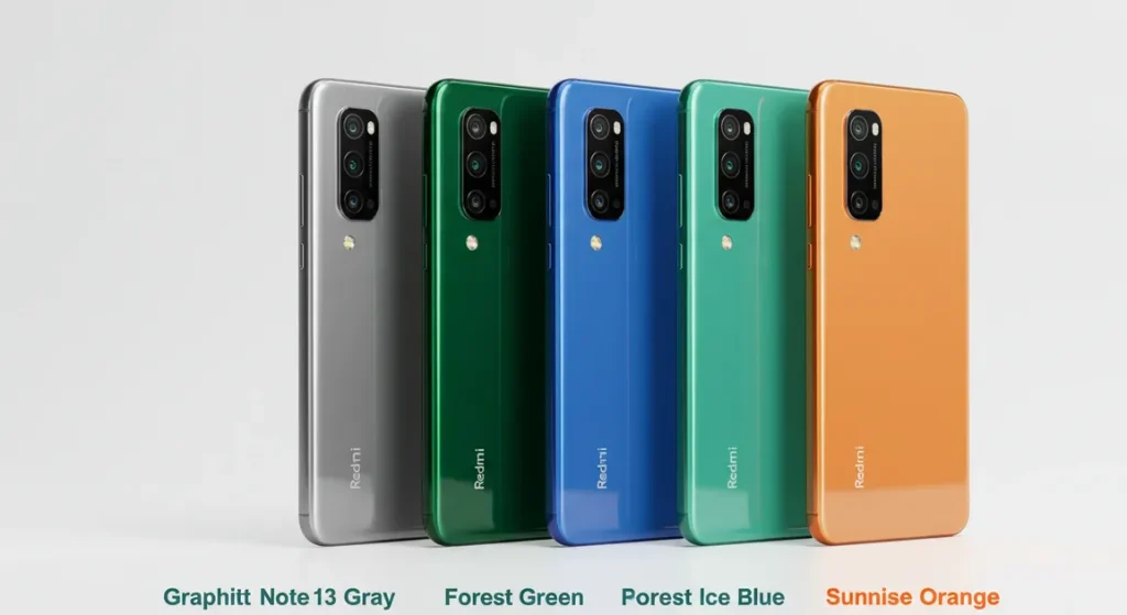 Fx Side by side comparison of Xiaomi Redmi Note 13 Pro Plus 5G in all available colors clean arrangement on white surface 4