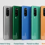 Fx Side by side comparison of Xiaomi Redmi Note 13 Pro Plus 5G in all available colors clean arrangement on white surface 4