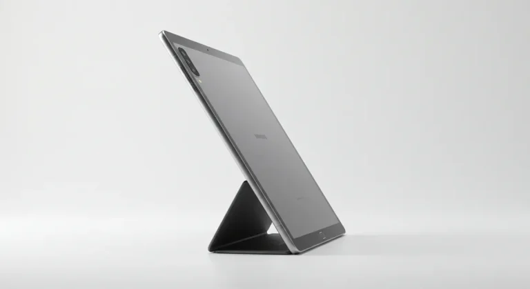 Fx Side profile view of Samsung Galaxy Tab S10 FE highlighting sleek design and metallic frame finish 3