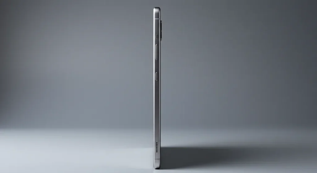 Fx Side profile view of Samsung Galaxy Tab S10 FE highlighting sleek design and metallic frame finish 4