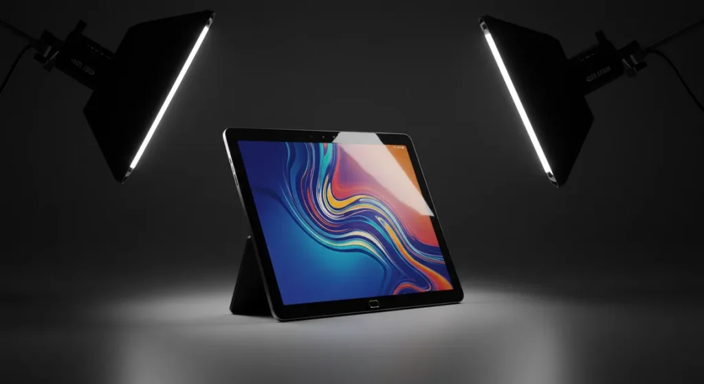 Fx Studio shot of Samsung Galaxy Tab S6 with professional three point lighting setup 3
