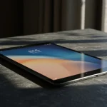 Fx Stylized photography of a Xiaomi Mi Pad on a textured surface with artistic lighting and modern composition emphasizing innovation and design 1