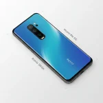 Fx Top down view of Xiaomi Redmi Note 13 Pro Plus 5G showing full device dimensions and proportions professional overhead photography 2