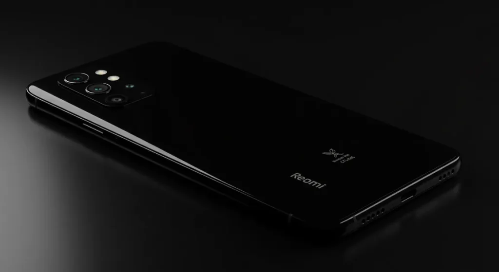 Fx Xiaomi Redmi Note 13 Pro Plus 5G in black color with subtle reflection on glossy surface emphasizing premium build and materials 3
