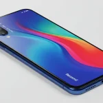 Fx Xiaomi Redmi Note 13 Pro Plus 5G in blue color with screen displaying vibrant colors placed at 45 degree angle on white surface with soft studio lighting 4