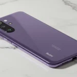 Fx Xiaomi Redmi Note 13 Pro Plus 5G in purple color on white marble surface with natural lighting emphasizing premium materials and finish 1