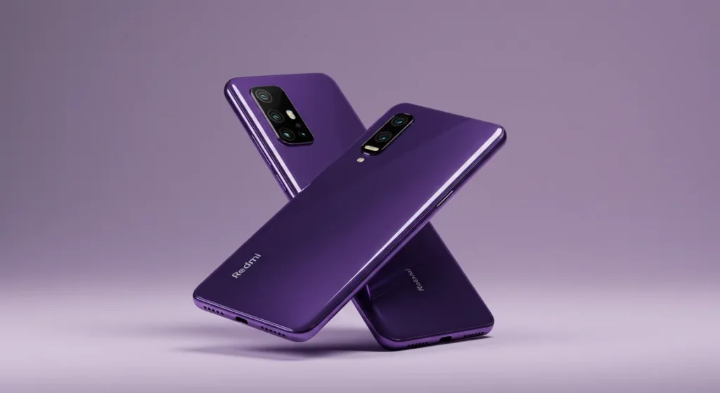 Fx Xiaomi Redmi Note 13 Pro Plus 5G in purple color with artistic shadow play creating dynamic visual composition for premium product showcase 1