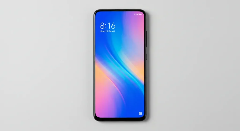 Fx Xiaomi Redmi Note 13 Pro Plus 5G lying flat showing full front display with minimal bezels overhead shot with professional lighting setup 1