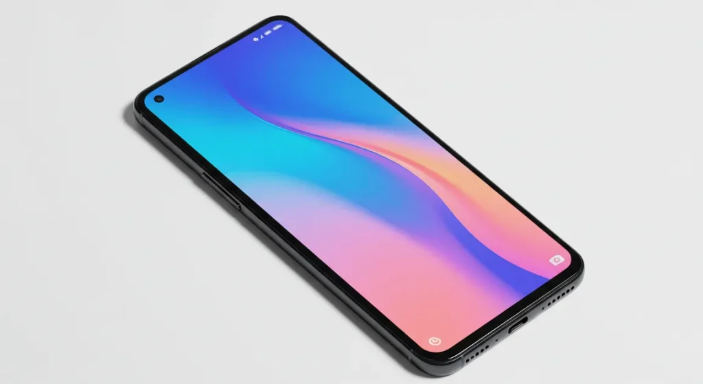 Fx Xiaomi Redmi Note 13 Pro Plus 5G lying flat showing full front display with minimal bezels overhead shot with professional lighting setup 3