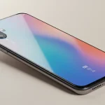 Fx Xiaomi Redmi Note 13 Pro Plus 5G positioned diagonally with screen reflection showing depth minimalist composition on neutral background 1