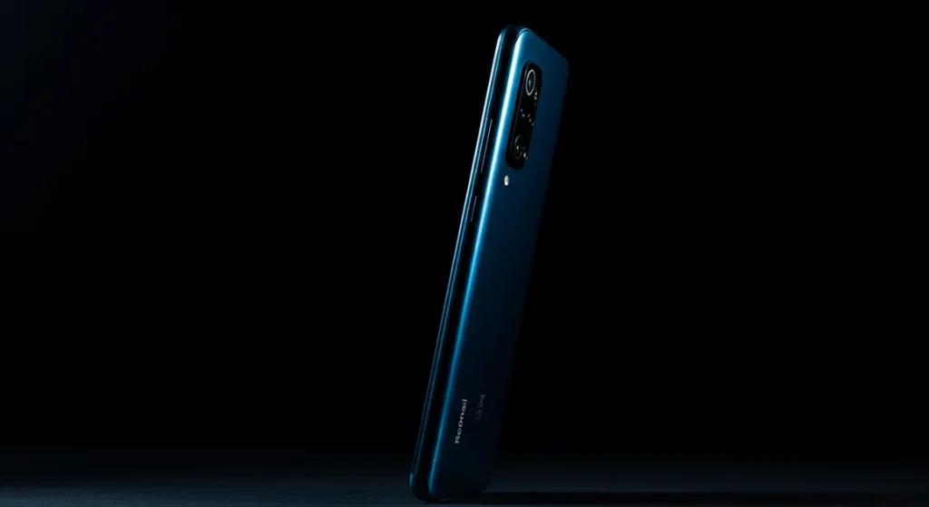 Fx Xiaomi Redmi Note 13 Pro Plus 5G positioned vertically with dramatic side lighting creating strong shadows emphasizing the phones premium texture and finish 1