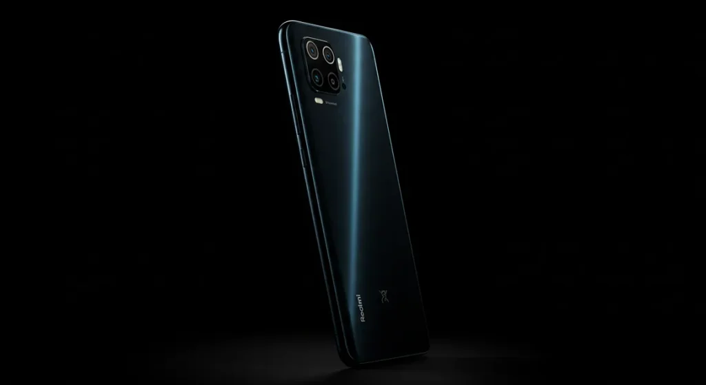Fx Xiaomi Redmi Note 13 Pro Plus 5G positioned vertically with dramatic side lighting creating strong shadows emphasizing the phones premium texture and finish 3