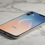 Fx iPhone 16e on marble surface with luxury materials context elegant lighting highlighting premium build quality sophisticated product photography 1