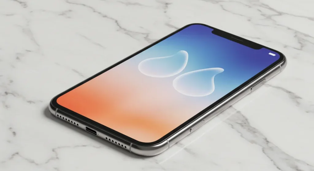 Fx iPhone 16e on marble surface with luxury materials context elegant lighting highlighting premium build quality sophisticated product photography 4