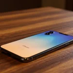 Fx iPhone 16e on wooden surface with natural textures warm lighting creating cozy atmosphere while maintaining product focus lifestyle photography 2