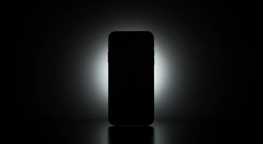 Fx iPhone 16e with dramatic backlighting creating halo effect silhouette style with subtle details visible artistic product photography approach 2