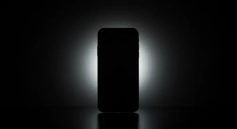 Fx iPhone 16e with dramatic backlighting creating halo effect silhouette style with subtle details visible artistic product photography approach 2