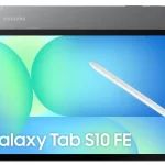 Tablet Samsung Galaxy Tab S10 FE com caneta S Pen destacada na tela.