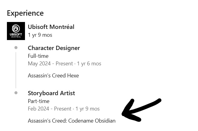 Desenvolvedor da Ubisoft menciona remake de Assassin's Creed IV: Black Flag em seu currículo 1 Captura de currículo do LinkedIn menciona Codename Obsidian