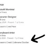 Captura de currículo do LinkedIn menciona Codename Obsidian